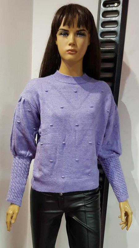 Bluza tricotata cu mânecă bufanta culoare mov Cod B 208 