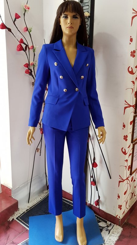 Costum elegant Carmen albastru electric ,pantaloni si sacou  cod C177