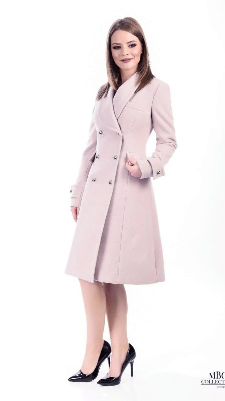 Palton elegant  Dana culoare roz pudra cod S380