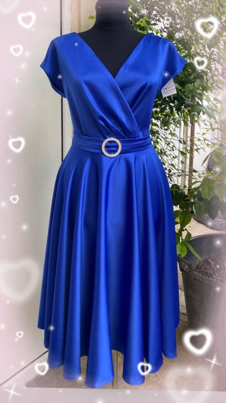 Rochie Ariana din tafta elastică culoare  albastru regal. cod R957