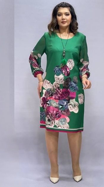 Rochie Lucia verde cu imprimeu floral cod R1110