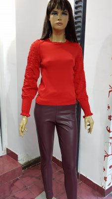Bluza tricotata cu model pe maneca culoare roșie cod B207 