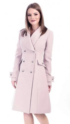 Palton elegant  Dana culoare roz pudra cod S380