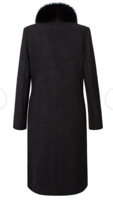 Palton Valeria din stofa cu lana  si blana naturală cod S428