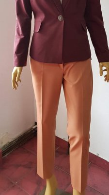 Pantaloni office-causal culoare maro-deschis,talie inalta cod C150