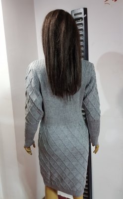 Rochie tricotata Magda culoare gri cod R774 ( marime universala)